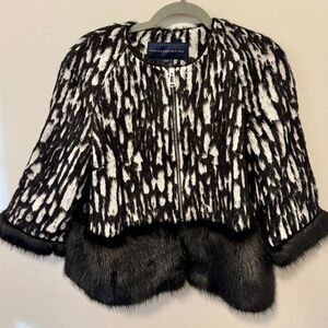 French Connection Faux Fur Crop Zip Up Jacket, Women's Size U.S. 6